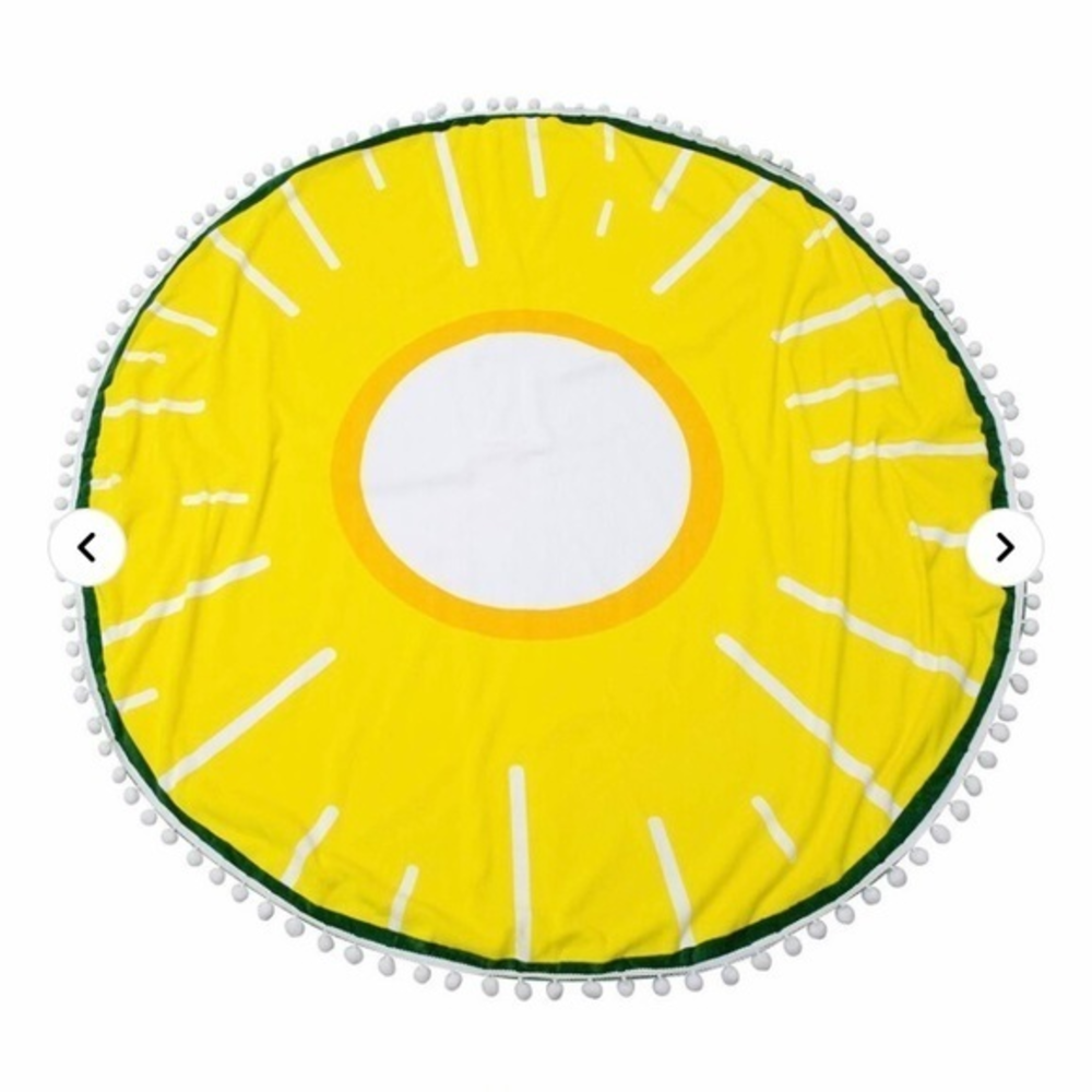 MODA NWT Sliced Pineapple Round‎ Pompom Hem Swim Beach Towel